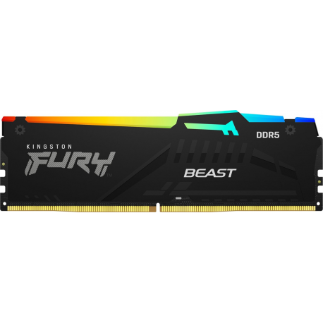 Kingston FURY Beast RGB - DDR5 - module - 8 GB - DIMM 288-pin - 5600 MHz  /  PC5-44800 - CL36 - 1.25 V - unbuffered - on-die ECC - black - 0