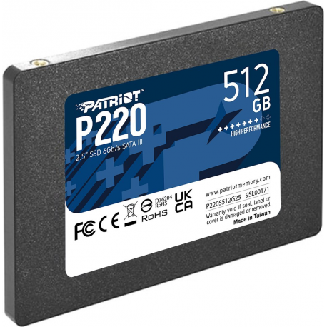 Patriot P220 - SSD - 512 GB - internal - 2.5" - SATA 3Gb / s - 1