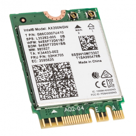 Intel Wi-Fi 6 AX200 - Network adapter - M.2 2230 / M.2 1216 - Bluetooth 5.0, 802.11ax (Wi-Fi 6) - 0