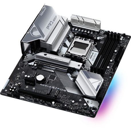 ASRock B650 Pro RS - Motherboard - ATX - Socket AM5 - AMD B650 Chipset - USB-C 3.2 Gen 2x2, USB-C 3.2 Gen2, USB 3.2 Gen 2, USB 3.2 Gen 1 - 2.5 Gigabit LAN - onboard graphics (CPU required) - HD Audio (8-channel) - 2