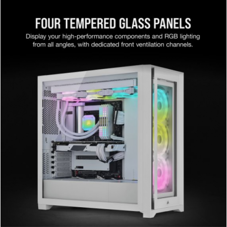CORSAIR iCUE 5000X RGB QL Edition - Mid tower - windowed side panel (tempered glass) - no power supply (ATX) - true white - USB/Audio - 6