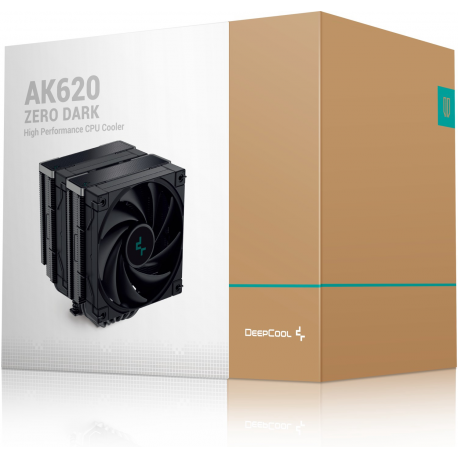 Deepcool AK620 ZERO DARK - Processor cooler - (for: LGA1155, LGA2011, LGA1150, LGA2011-3, LGA1151, AM4, LGA2066, LGA1200, LGA1700, AM5) - 120 mm - black - 9