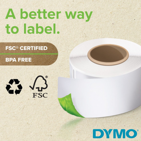 DYMO LabelWriter Address - Permanent adhesive - white - Roll (8.9 cm x 2.8 m) 260 label(s) (2 roll(s) x 130) address labels - for DYMO LabelWriter 310, 315, 320, 330, 400, 450, 4XL, SE450, Wireless - 8