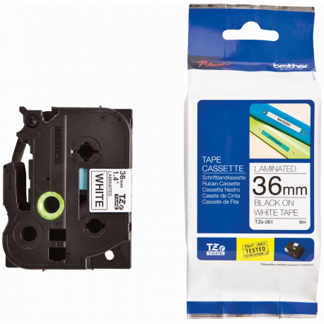 Brother - Roll (3.6 cm x 8 m) laminated tape - for P-Touch PT-3600, 530, 550, 9200, 9400, 9500, 9600, 9700, 9800, D800, E800, P900, P950 - 1