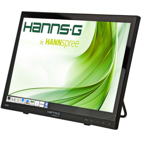 HANNS.G HT161HNB - HT Series - LED monitor - 15.6" - touchscreen - 1366 x 768 @ 60 Hz - 220 cd / m² - 500:1 - 12 ms - HDMI, VGA - headphone - 1