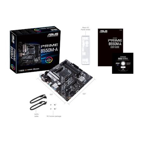 ASUS PRIME B550M-A - Motherboard - micro ATX - Socket AM4 - AMD B550 Chipset - USB 3.2 Gen 1, USB 3.2 Gen 2 - Gigabit LAN - onboard graphics (CPU required) - HD Audio (8-channel) - 9