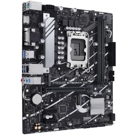 ASUS PRIME B760M-K D4 - Motherboard - micro ATX - LGA1700 Socket - B760 Chipset - USB 3.2 Gen 1 - 2.5 Gigabit LAN - onboard graphics (CPU required) - HD Audio (8-channel) - 1