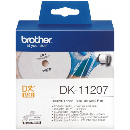 Brother DK-11207 - Black on white - 100) CD/DVD labels - for Brother QL-1050, 1060, 1110, 500, 550, 560, 570, 580, 600, 650, 700, 710, 720, 820 - 0