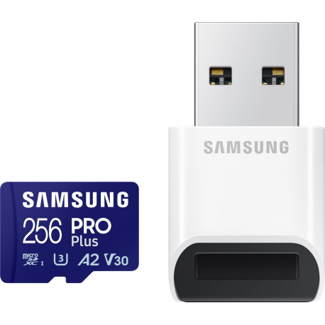 Samsung PRO Plus MB-MD256SB - Flash memory card - 256 GB - A2  /  Video Class V30  /  UHS-I U3  /  Class10 - microSDXC UHS-I - blue - 0