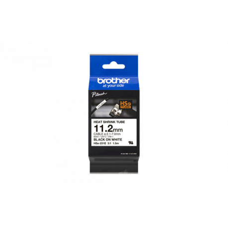 Brother HSe-231E - Black on white - Roll (1.12 cm x 1.5 m) 1 cassette(s) hanging box - heat shrink tube tape - for P-Touch PT-D800W, PT-E300, PT-E300VP, PT-E550WVP, PT-P700, PT-P750W, PT-P900W, PT-P950NW - 0