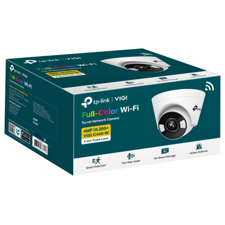 TP-Link VIGI C440-W V1 - Network surveillance camera - pan / tilt - turret - colour (Day&Night) - 2560 x 1440 - M12 mount - fixed focal - audio - wireless - Wi-Fi - LAN 10 / 100 - H.264, H.265, H.265+, H.264+ - DC 12 V - 3