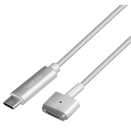 LogiLink - USB cable - USB-C (M) to MagSafe 2 (M) - 1.8 m - silver - for Apple MacBook Air (Early 2014, Early 2015, Mid 2012, Mid 2013, Mid 2014); MacBook Pro (Early 2013, Early 2015, Late 2012, Late 2013, Mid 2014, Mid 2015) - 1