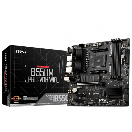 MSI B550M PRO-VDH WIFI - Motherboard - micro ATX - Socket AM4 - AMD B550 Chipset - USB-C Gen1, USB 3.2 Gen 1 - Bluetooth, Gigabit LAN, Wi-Fi - onboard graphics (CPU required) - HD Audio (8-channel) - 5
