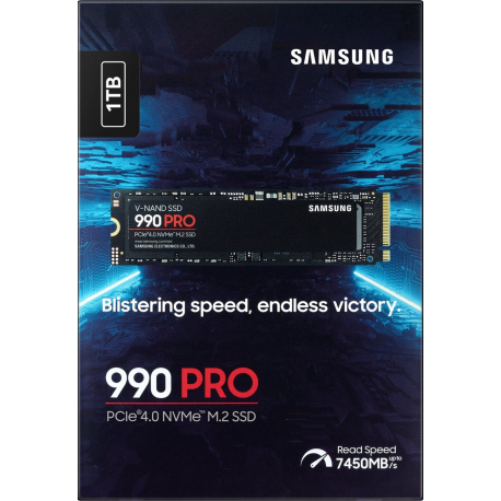 Samsung 990 PRO MZ-V9P1T0CW - SSD - encrypted - 1 TB - internal - M.2 2280 - PCIe 4.0 x4 (NVMe) - 256-bit AES - TCG Opal Encryption 2.0 - integrated heatsink - for Sony PlayStation 5 - 5