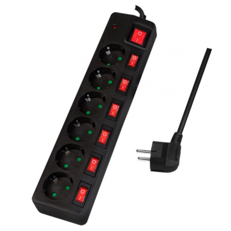 LogiLink - Power strip - AC 250 V - 3680 Watt - output connectors: 6 (CEE 7 / 3) - 1.5 m cord - 3