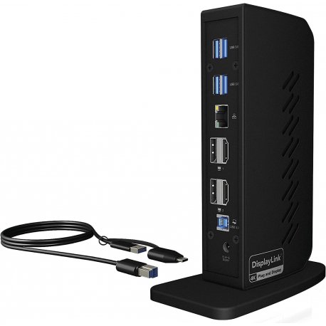 ICY BOX IB-DK2252AC - Docking station - USB-C  /  Thunderbolt 3  /  USB 3.0 - 2 x DP, 2 x HDMI - 1GbE - 40 Watt - 0