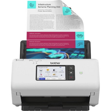 Brother ADS-4700W - Document scanner - Dual CIS - Duplex - A4 - 600 dpi x 600 dpi - up to 40 ppm (mono) / up to 40 ppm (colour) - ADF (80 sheets) - up to 6000 scans per day - USB 3.0, Gigabit LAN, Wi-Fi(n), USB 2.0 (Host) - 2