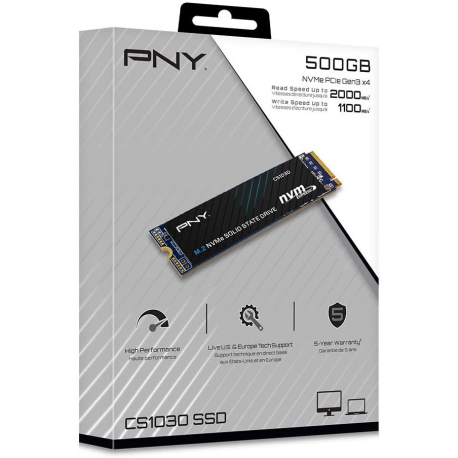 PNY CS1030 - SSD - 500 GB - internal - M.2 2280 - PCIe 3.0 x4 (NVMe) - 1