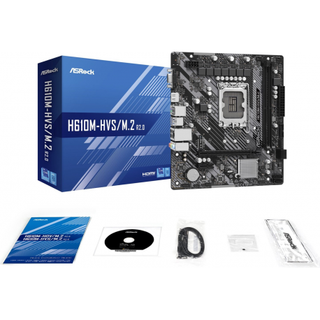 ASRock H610M-HVS / M.2 - 2.0 - motherboard - micro ATX - LGA1700 Socket - H610 Chipset - USB 3.2 Gen 1 - Gigabit LAN - onboard graphics (CPU required) - HD Audio (8-channel) - 6
