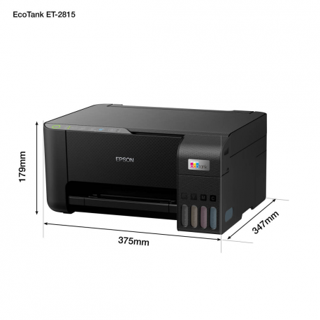 Epson EcoTank ET-2815 - Multifunction printer - colour - ink-jet - refillable - A4 (media) - up to 10 ppm (printing) - 100 sheets - USB, Wi-Fi - black - 15