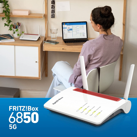 AVM FRITZ!Box 6850 5G - Wireless router - WWAN - 4-port switch - GigE - 802.11a/b/g/n/ac - Dual Band - 3G, 4G, 5G - VoIP phone adapter - 7