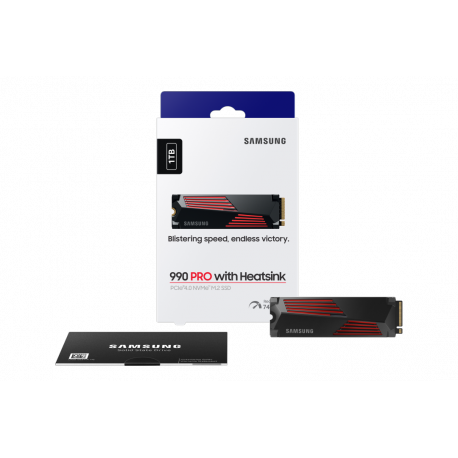 Samsung 990 PRO MZ-V9P1T0GW - SSD - encrypted - 1 TB - internal - M.2 2280 - PCIe 4.0 x4 (NVMe) - 256-bit AES - TCG Opal Encryption 2.0 - integrated heatsink - for Sony PlayStation 5 - 10