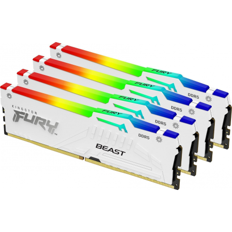 Kingston FURY Beast RGB - DDR5 - kit - 128 GB: 4 x 32 GB - DIMM 288-pin - 2800 MHz  /  PC5-44800 - CL40 - 1.25 V - unbuffered - on-die ECC - white - 0