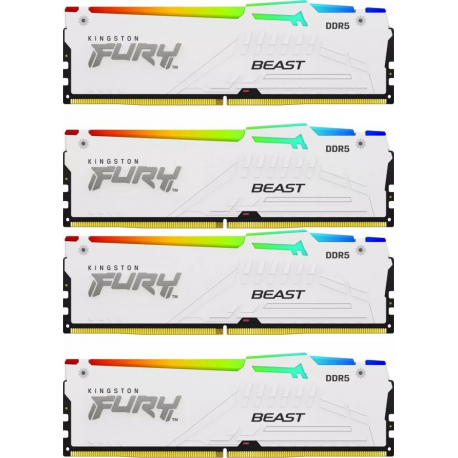 Kingston FURY Beast RGB - DDR5 - kit - 128 GB: 4 x 32 GB - DIMM 288-pin - 2800 MHz  /  PC5-44800 - CL40 - 1.25 V - unbuffered - on-die ECC - white - 1