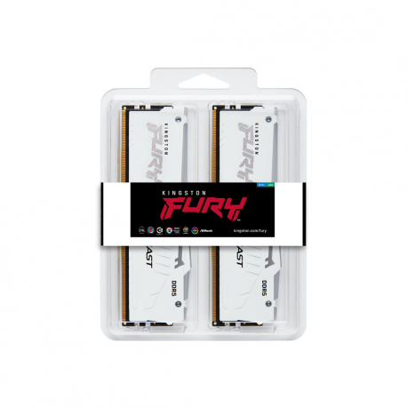 Kingston FURY Beast RGB - DDR5 - kit - 64 GB: 2 x 32 GB - DIMM 288-pin - 5200 MHz / PC5-41600 - CL40 - 1.25 V - unbuffered - on-die ECC - white - 2