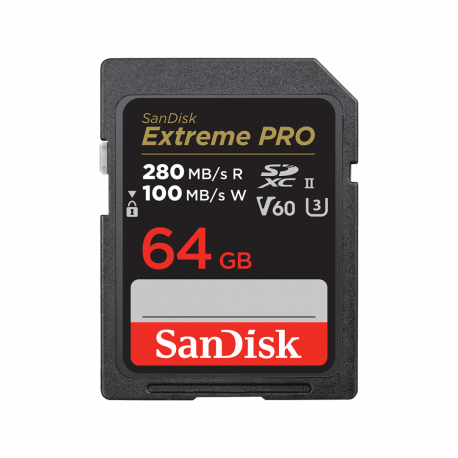SanDisk Extreme Pro - Flash memory card - 64 GB - Video Class V60 / UHS-II U3 / Class10 - microSDXC UHS-II - 0