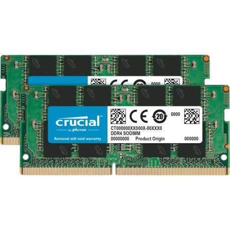 Crucial - DDR4 - kit - 16 GB: 2 x 8 GB - SO-DIMM 260-pin - 3200 MHz  /  PC4-25600 - CL22 - 1.2 V - unbuffered - non-ECC - 0