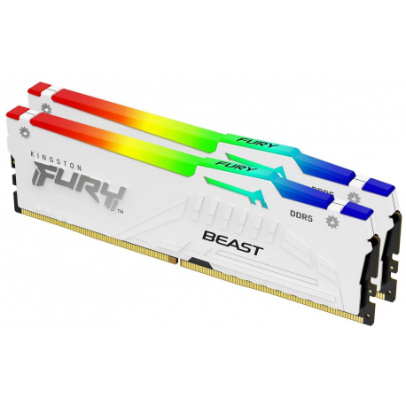 Kingston FURY Beast RGB - DDR5 - module - 32 GB - DIMM 288-pin - 6000 MHz  /  PC5-48000 - CL36 - 1.35 V - unbuffered - on-die ECC - white - 0