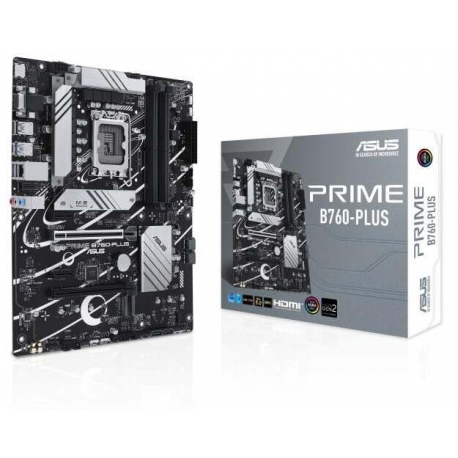ASUS PRIME B760-PLUS - Motherboard - ATX - LGA1700 Socket - B760 Chipset - USB-C 3.2 Gen 2x2, USB-C 3.2 Gen 1, USB 3.2 Gen 2, USB 3.2 Gen 1, USB4 - 2.5 Gigabit LAN - onboard graphics (CPU required) - HD Audio (8-channel) - 5