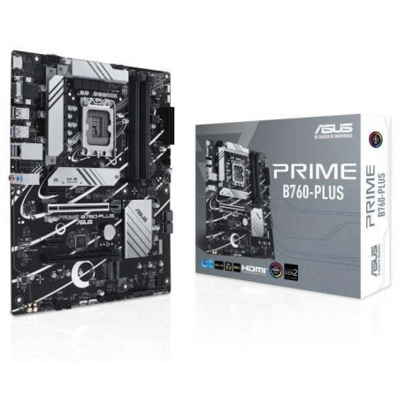 ASUS PRIME B760-PLUS - Motherboard - ATX - LGA1700 Socket - B760 Chipset - USB 3.2 Gen 1, USB 3.2 Gen 2, USB4, USB-C 3.2 Gen 2x2, USB-C 3.2 Gen 1 - 2.5 Gigabit LAN - onboard graphics (CPU required) - HD Audio (8-channel) - 5