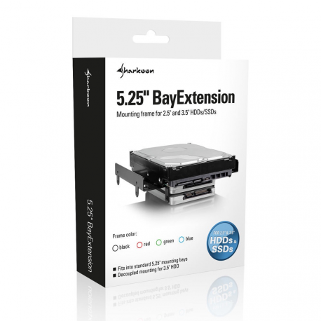 Sharkoon 5.25" BayExtension - Storage bay adapter - 5.25" to 3.5"  /  2.5" - black - 5