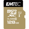 EMTEC Gold+ - Flash memory card (SD adapter included) - 128 GB - Class 10 - microSD - gold