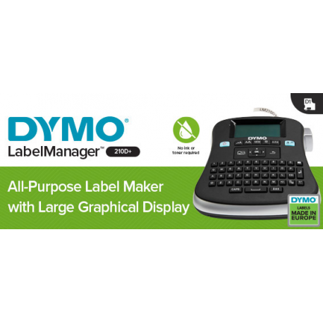 DYMO LabelMANAGER 210D - Labelmaker - B / W - thermal transfer - Roll (1.2 cm) - 180 dpi - cutter - 1 line printing, 2 line printing - black, silver - 12