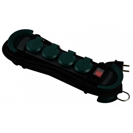 Bachmann HOOK Outdoor - Power strip - output connectors: 4 (4 x power 2-pole) - 4 m cord - green - 0