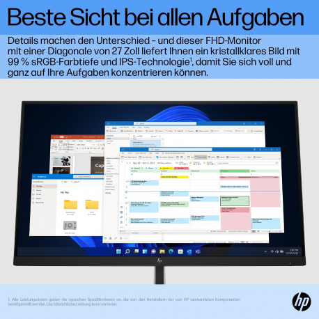HP E27 G5 - E-Series - LED monitor - 27" - 1920 x 1080 Full HD (1080p) @ 75 Hz - IPS - 300 cd/m² - 1000:1 - 5 ms - HDMI, DisplayPort, USB - black, black and silver (stand) - 8