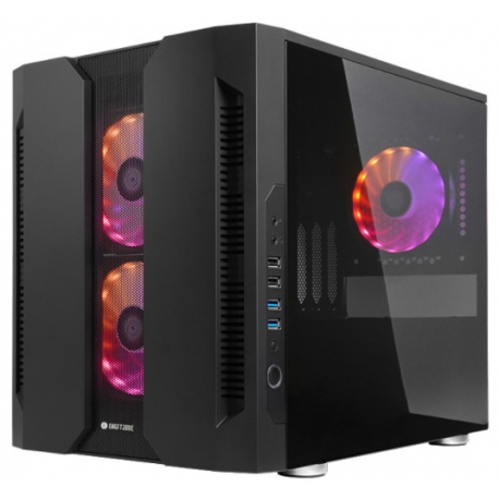 Chieftronic M2 - Cube - micro ATX - windowed side panel (tempered glass) - no power supply (ATX) - black - USB/Audio - 0