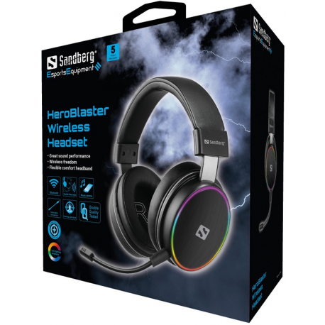 Sandberg HeroBlaster - Headset - full size - Bluetooth - wireless - 3.5 mm jack - 5