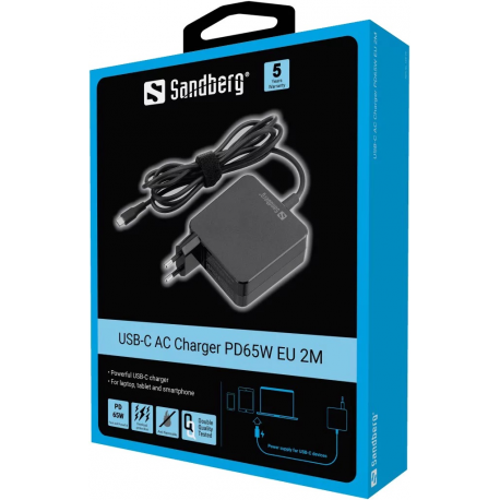 Sandberg - Power adapter - 2m - 65 Watt - 3.25 A - PD (24 pin USB-C) - Europe - 1