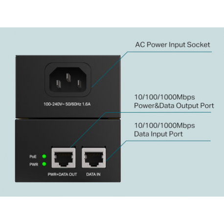 TP-Link TL-POE170S V1 - PoE injector - AC 100-240 V - 60 Watt - output connectors: 1 - 5