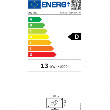 HP E24 G5 - E-Series - LED monitor - 23.8" (23.8" viewable) - 1920 x 1080 Full HD (1080p) @ 75 Hz - IPS - 250 cd / m² - 1000:1 - 5 ms - HDMI, DisplayPort, USB-C - black head, black and silver (stand) - 13