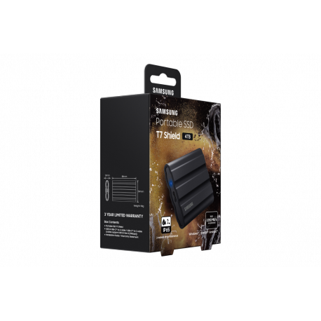 Samsung T7 Shield MU-PE4T0S - SSD - encrypted - 4 TB - external (portable) - USB 3.2 Gen 2 (USB-C connector) - 256-bit AES - black - 17