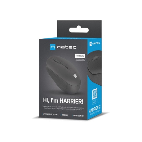 Natec Harrier 2 - Mouse - optical - 4 buttons - wireless - 2.4 GHz, Bluetooth 5.1 - black - 5
