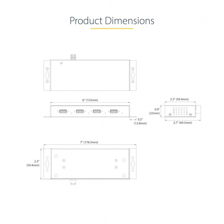 StarTech.com 4-Port Industrial USB 3.0 5Gbps Hub, Rugged USB Hub w / 15kV Air / 8kV Contact ESD and Surge Protection, DIN / Wall / Desk Mountable USB-A Hub, USB Expansion Hub with Locking Ports - Metal Construction (5G4AINDNP-USB-A-HUB) - Hub - industrial - 4 x USB 3.2 Gen 1 - desktop, DIN rail mountable, wall-mountable - 9