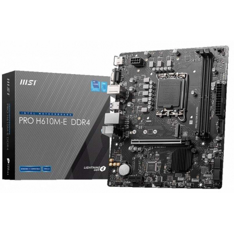 MSI PRO H610M-E DDR4 - Motherboard - micro ATX - LGA1700 Socket - H610 Chipset - USB 3.2 Gen 1 - Gigabit LAN - onboard graphics (CPU required) - HD Audio (8-channel) - 4