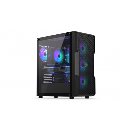 Endorfy Regnum 400 ARGB - PC case - ATX - windowed side panel (tempered glass) - no power supply (ATX) - black - USB / Audio - 10