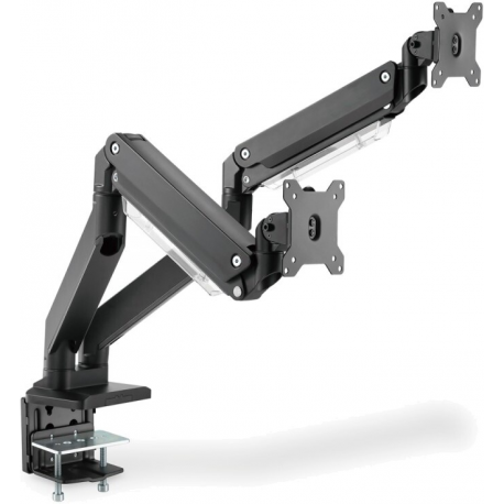 DIGITUS - Mounting kit (desk clamp mount, 2 VESA mount brackets, 2 x swivel arms) - for 2 LCD display/ curved LCD display - gas spring - plastic, aluminium, steel - matte black - screen size: 15"-35" - C-clamp - 0